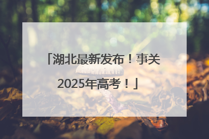 湖北最新发布！事关2025年高考！